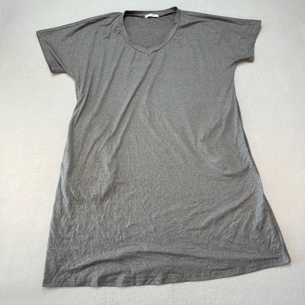 EKOUAER Women's 2XL Gray V Neck Short Sleeve Casual T-Shirt Dress